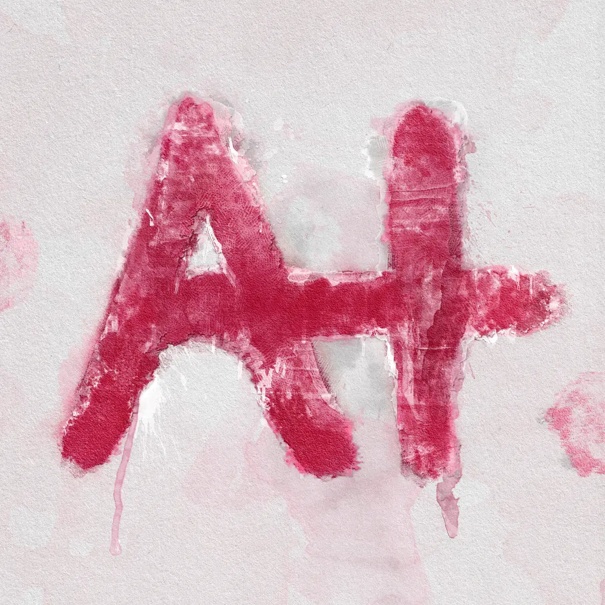 A+ Soundkit cover: a pink, hand-painted A+ on a smudged white background