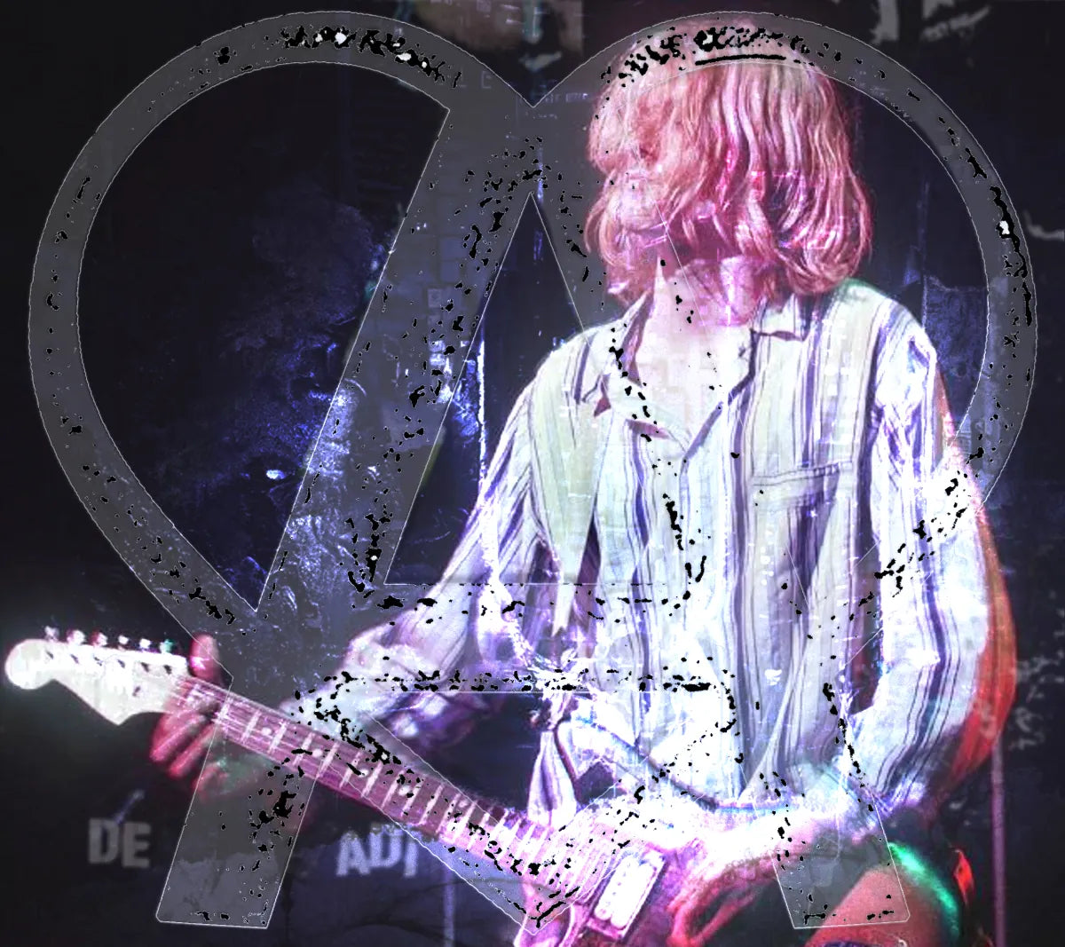Pluggnb Drumkit cover: a guitarist with pink hair in front of a large heart outline